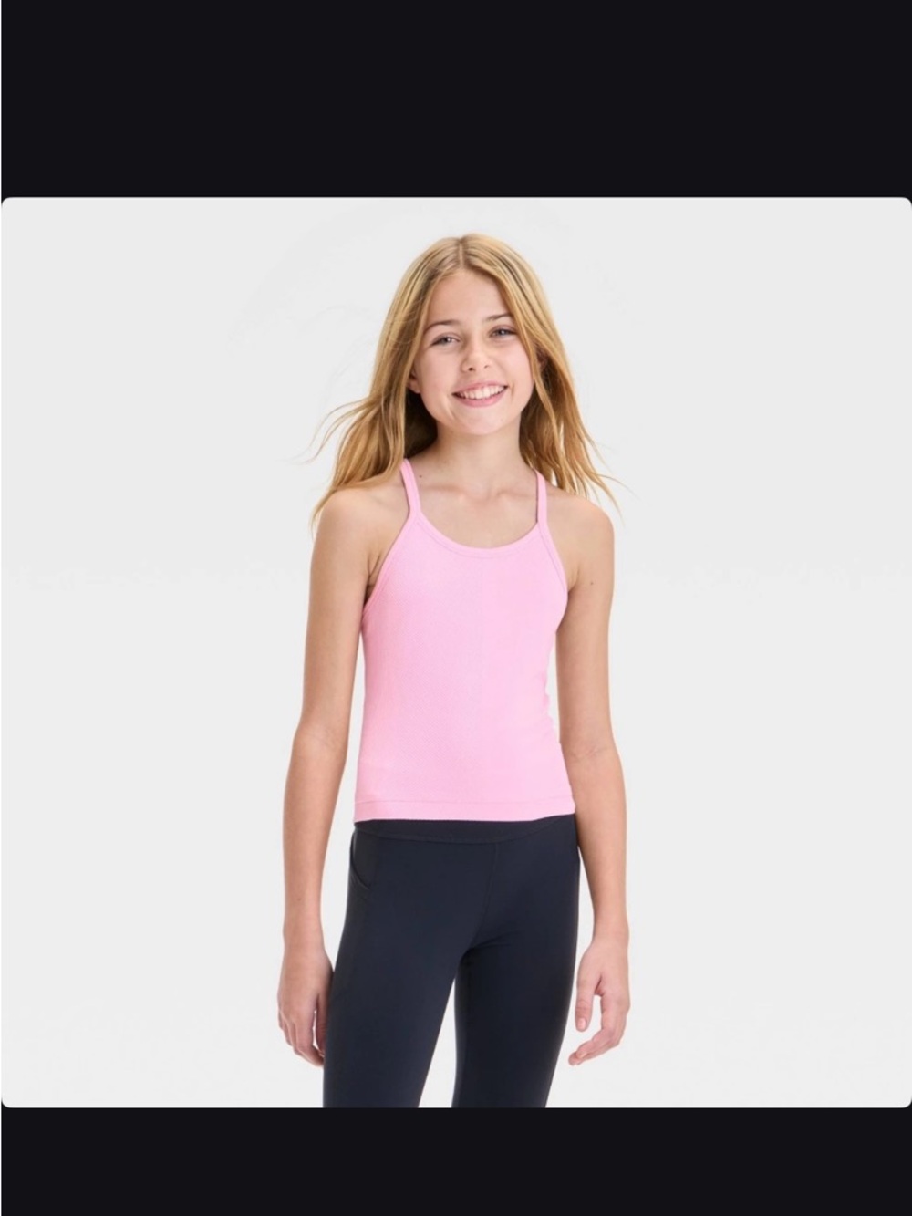Girls' Pink Ribbed Tank Top Girls 16/18